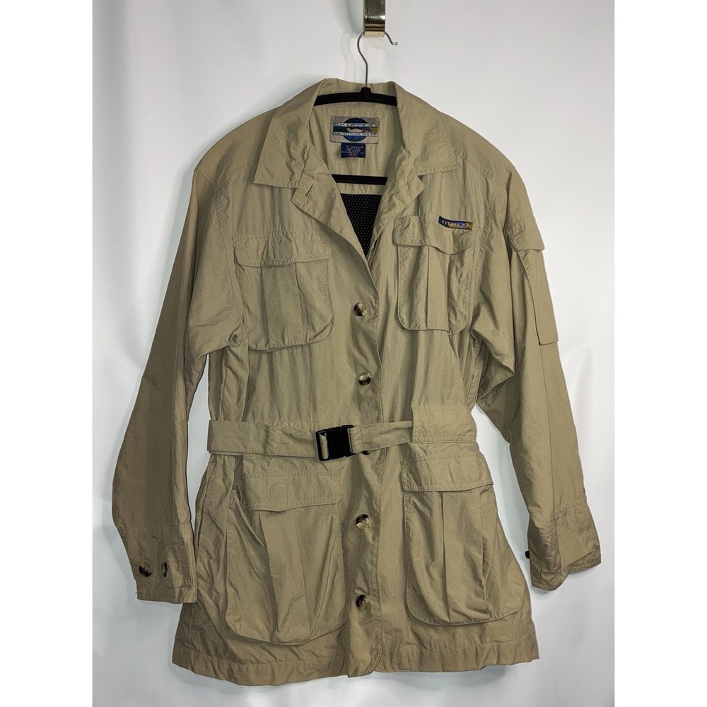 Exofficio Jacket Women's 6 / 8 Khaki Safari Utility Outdoor Button Front Belt